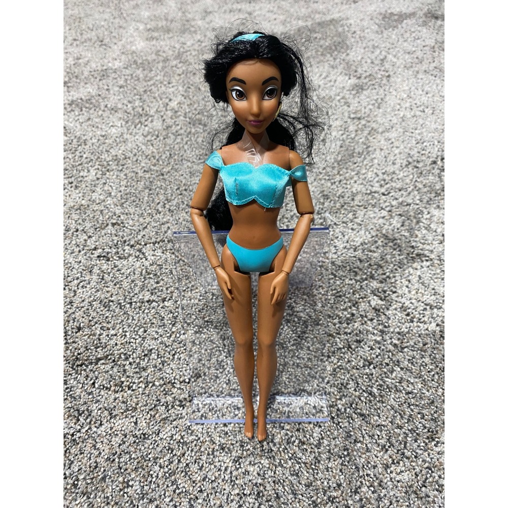 Disney Princess Jasmine Classic Doll Articulated Teal Outfit Missing One Earring